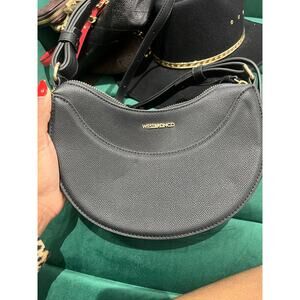 Westbronco Crescent Shoulder Bag Black Vegan Leather Purse Minimalist Crossbody